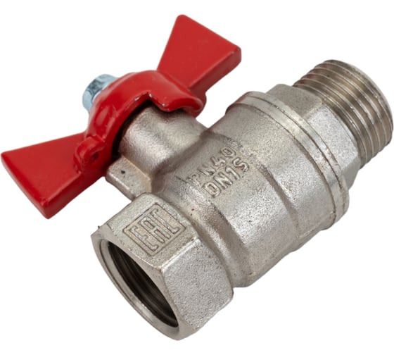 Шаровой для воды VALFEX 1/2" ВР/НР бабочка, никелированная латунь 11Б27фт1М VF.218.NB1.012.Bir