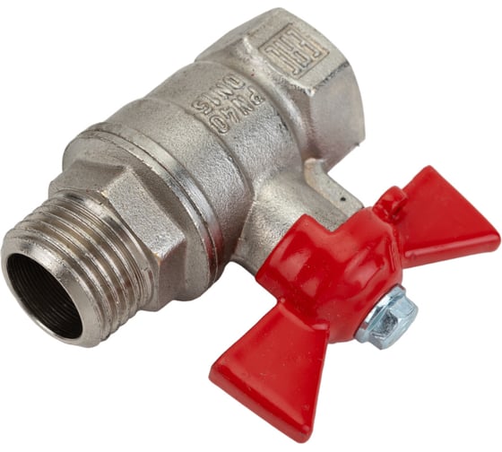 Шаровой для воды VALFEX 1/2" ВР/НР бабочка, никелированная латунь 11Б27фт1М VF.218.NB1.012.Bir