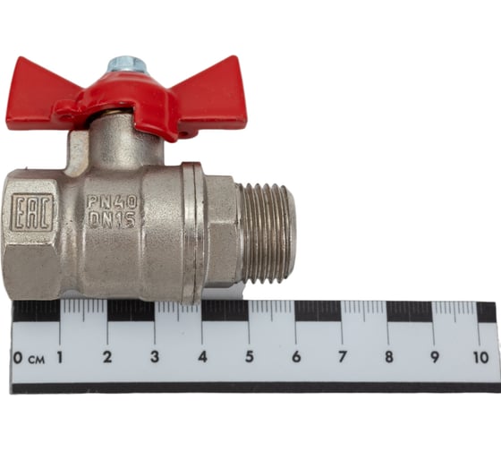 Шаровой для воды VALFEX 1/2" ВР/НР бабочка, никелированная латунь 11Б27фт1М VF.218.NB1.012.Bir