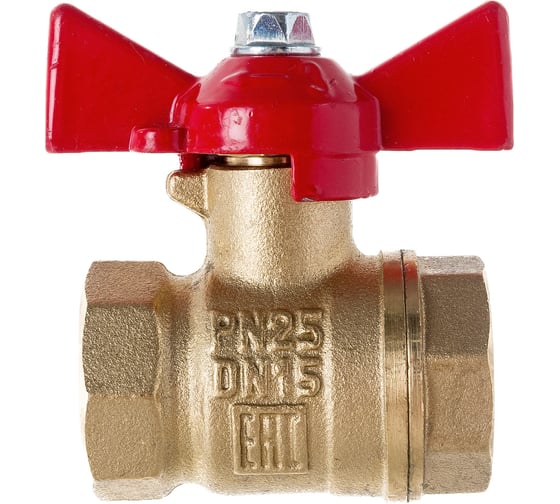 Латунный шаровой кран для воды VALFEX OPTIMA 1/2" ВР/ВР ручка-бабочка 11Б27фт1М VF.217.L0B1.012.Bir