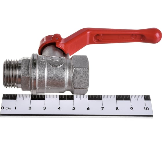 Шаровой для воды VALFEX 1/2" ВР/НР рычаг, никелированная латунь 11Б27фт1М VF.215.NR1.012.Bir