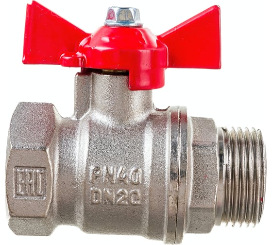 Шаровой для воды VALFEX 3/4" ВР/НР бабочка, никелированная латунь 11Б27фт1М VF.218.NB1.034.Bir