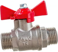 Шаровой для воды VALFEX 1/2" НР/НР бабочка, никелированная латунь 11Б27фт1М VF.219.NB1.012.Bir