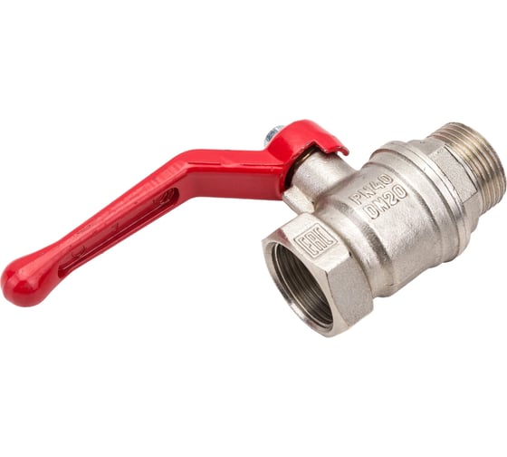 Шаровой для воды VALFEX 3/4" ВР/НР рычаг, никелированная латунь 11Б27фт1М VF.215.NR1.034.Bir