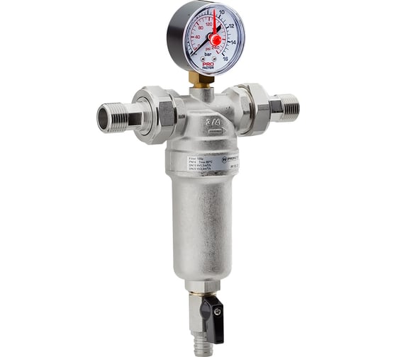 Фильтр промывной с манометром для горячей воды PROFACTOR 1/2-3/4 PF FS 239.1520G