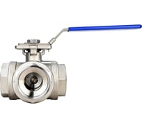 Кран шаровой DN.ru 316-316-PTFE-SP-3L-T-ISO-H Ду25 Ру63 ZGY, L-тип, с ISO фланцем и рукояткой D160-89909