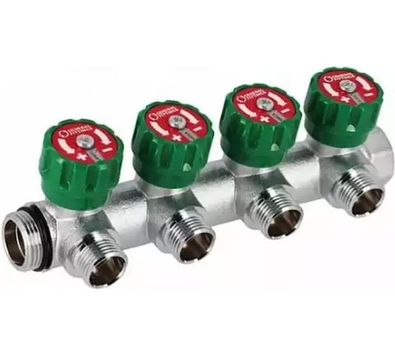 Коллектор латунный СаМат Плюс хром 4 выхода 1 х3/4 (1 шт) SanT-2821