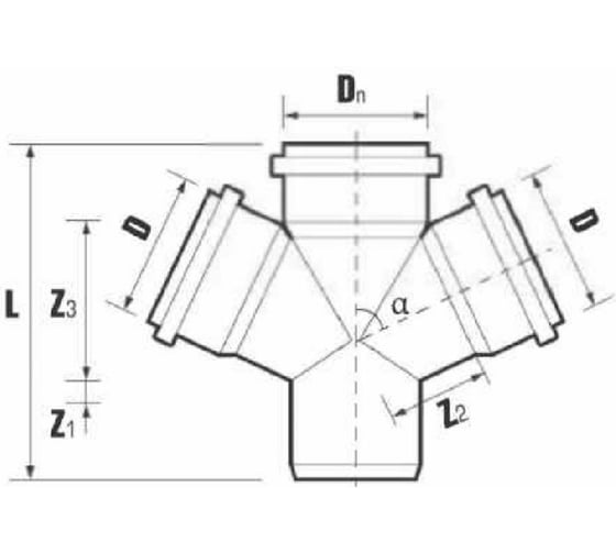 Одноплоскостная крестовина ХЕМКОР ПП внутренняя канализация, 110x50x50x87 2381040