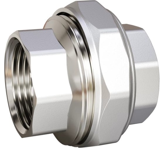 Муфта разъемная (американка) LD PRIDE DN25 (1") ВР/ВР латунь никель с биркой LD.67.543.25
