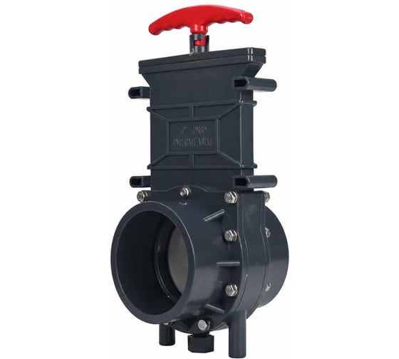 Задвижка шиберная DN.ru PVC-ABS/304-TPV-2W-G-Hт Ду200 Ру1.6 клеевая, с выдвижным штоком, с ручкой D040-11157