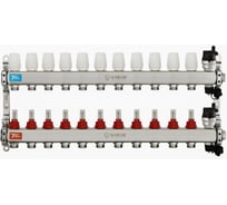 Коллекторная группа ViEiR 1x3/4 11 выходов из нержавеющей стали с расходомерами и воздухоотводчиками без кранов для теплого пола VR123-11A