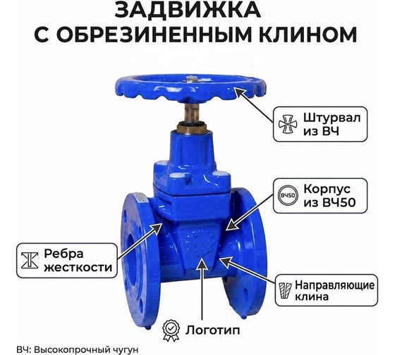 Задвижка чуг. обр. РВЗ ( PRO) 30ч39р Ду 100 Ру10/16 откр.гайка (тип МЗВ) 20206
