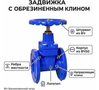 Задвижка чуг. обр. РВЗ ( PRO) 30ч39р Ду 400 Ру10/16 откр.гайка (тип МЗВ) 27131