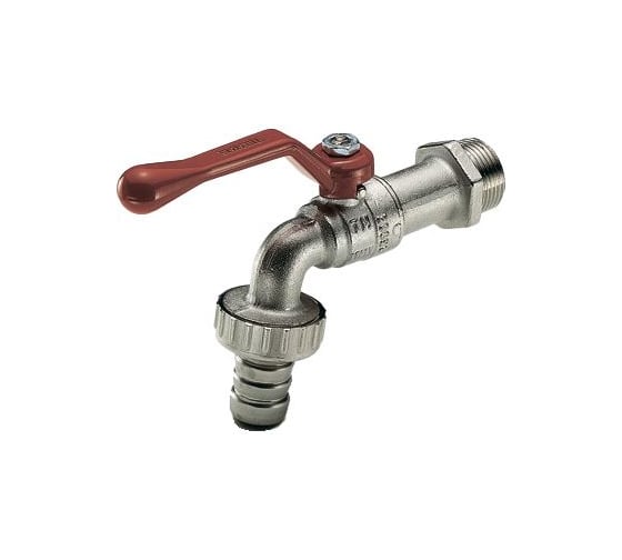 Кран Tiemme 1 шаровый сливной со штуцером (ручка) 2500004