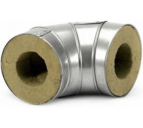 Отвод 90 градусов минераловатный теплоизоляционный XOTPIPE SP-100 L-1-90 ME 159x40x1000 в оцинкованной оболочке 0,55 мм, разъемный шов с 1 стороны 2 шт. 159-40 VISP100L190MEDT159-40