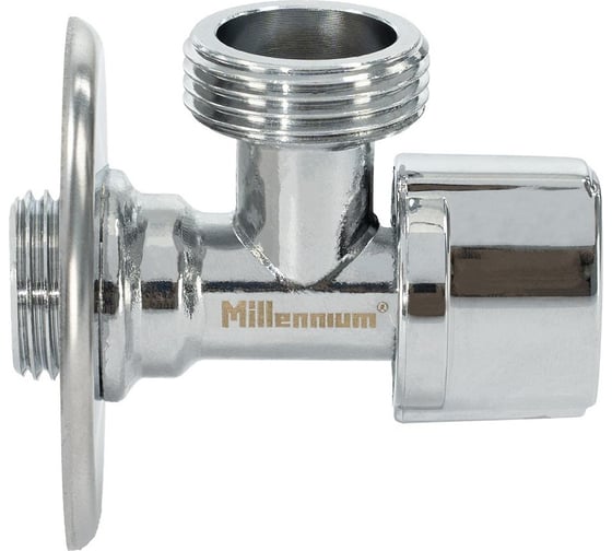 Кран шаровой Millennium ВОДА угловой 1/2" х 3/4" Нар.-Нар. с отражателем УТ000045644