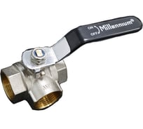 Кран шаровой 3-х ходовой Millennium 1/2 тип Т Внтр.-Внтр.-Внтр. никелир. с ручкой НФ-00001725