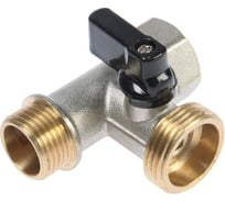 Шаровой кран для подключения бытовой техники Zein 3-х проходной, 1/2"х3/4"х1/2", латунь 5149050