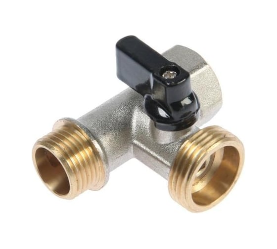 Шаровой кран для подключения бытовой техники Zein 3-х проходной, 1/2"х3/4"х1/2", латунь 5149050