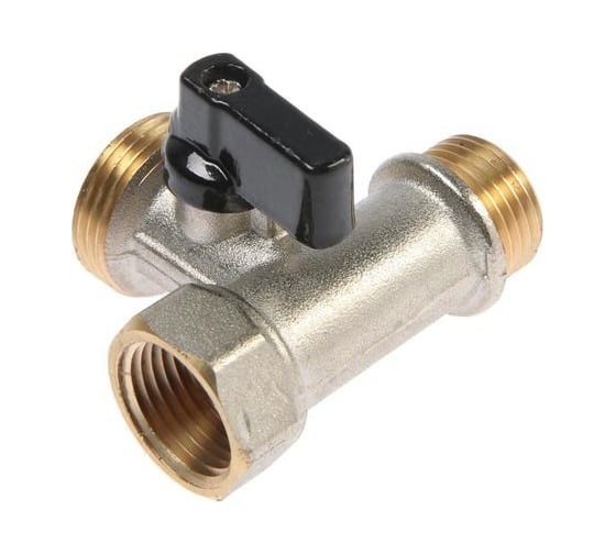 Шаровой кран для подключения бытовой техники Zein 3-х проходной, 1/2"х3/4"х1/2", латунь 5149050
