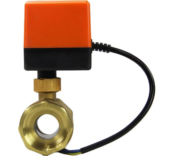 Кран DN.ru латунный RP.BRASS.120.MM.025 Ду25 Ру16, муфтовый электропривод 24В DC D160-00121