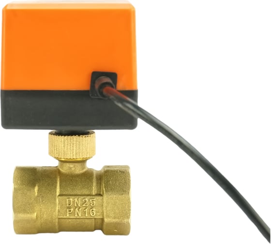 Кран DN.ru латунный RP.BRASS.120.MM.025 Ду25 Ру16 муфтовый электропривод 220В D160-00120