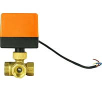 Кран DN.ru латунный 3-ходовой T-тип RP.BRASS.120.MM.015 Ду15 Ру16, электропривод 220В D160-00113