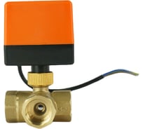 Кран DN.ru латунный 3-ходовой T-тип RP.BRASS.120.MM.020 Ду20 Ру16, электропривод 220В D160-00114