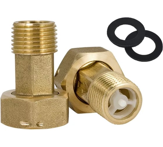 Американка с обратным клапаном для счетчика воды ViEiR 1/2" штуцер x 3/4" гайка, латунная VR28-34FM