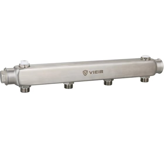 Коллектор ViEiR VR118-03 1 1/4x3/4 3 выхода из нержавеющей стали с межосевым расстоянием 100 мм для отопления и теплого пола (V)