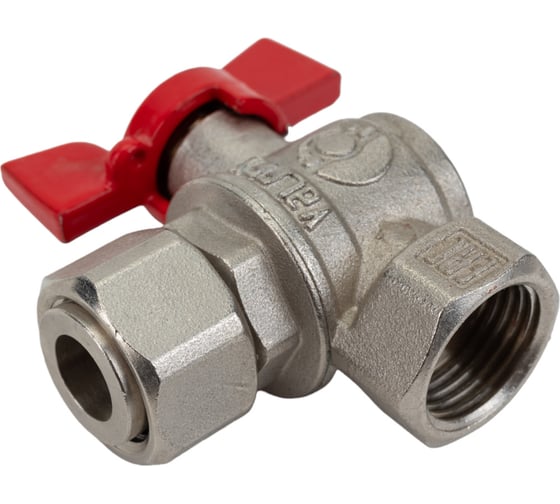 Шаровой кран VALFEX PREMIUM для воды, угловой, с накидной гайкой, 1/2" ВР/ВР, бабочка VF.266.NB1.012.PREMIUM