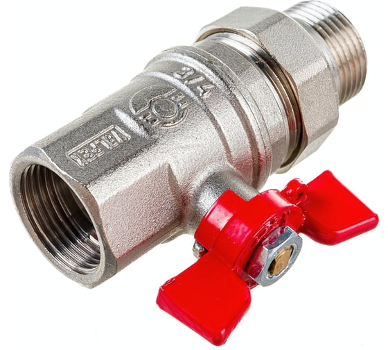 Шаровой кран VALFEX PREMIUM для воды, с американкой, 3/4" ВР/НР, бабочка VF.227.NB1.034.PREMIUM