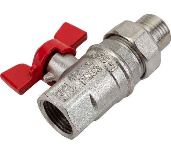 Шаровой кран VALFEX PREMIUM для воды, с американкой, 1/2" ВР/НР, бабочка VF.227.NB1.012.PREMIUM