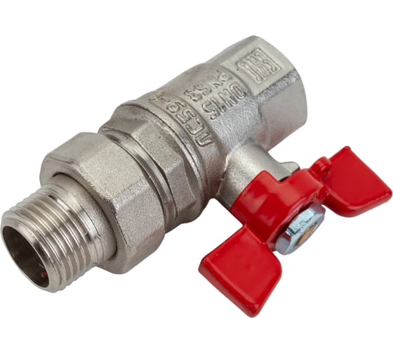 Шаровой кран VALFEX PREMIUM для воды, с американкой, 1/2" ВР/НР, бабочка VF.227.NB1.012.PREMIUM
