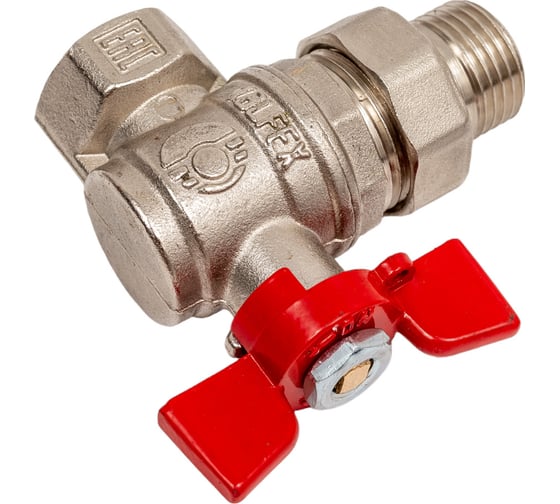 Шаровой кран VALFEX PREMIUM для воды, угловой, с американкой, 1/2" ВР/НР, бабочка VF.269.NB1.012.PREMIUM