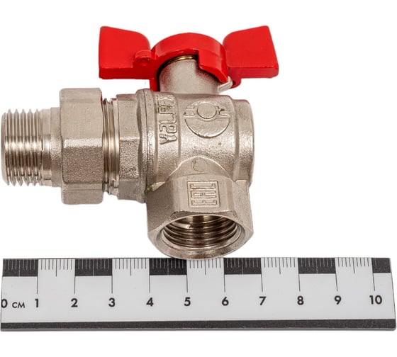 Шаровой кран VALFEX PREMIUM для воды, угловой, с американкой, 1/2" ВР/НР, бабочка VF.269.NB1.012.PREMIUM