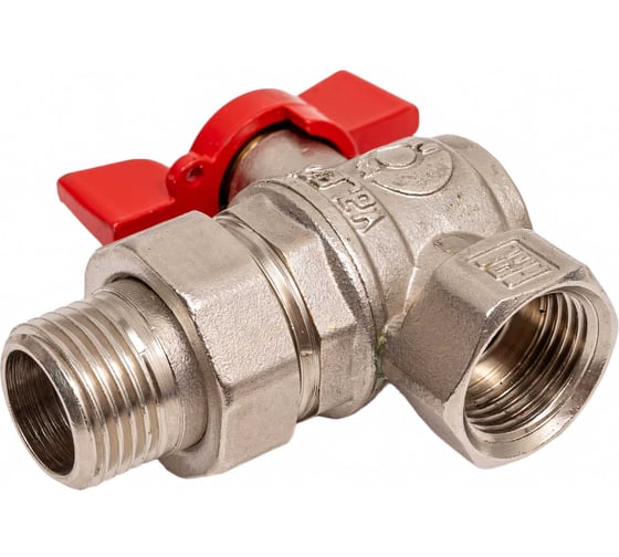 Шаровой кран VALFEX PREMIUM для воды, угловой, с американкой, 1/2" ВР/НР, бабочка VF.269.NB1.012.PREMIUM