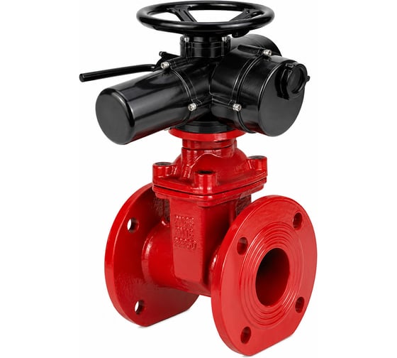 Задвижка клиновая DN.ru 30ч939р GGG50-GGG50-EPDM-RED Ду50 Ру10/16 фланцевая, c ОСТ-фланцем тип А, цвет - красный, с электроприводом JW-007-380V D040-11399
