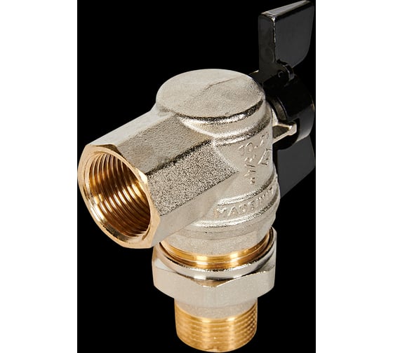 Кран шаровой угловой BUGATTI Oregon 05940005, с полусгоном, ручка-бабочка RG008TC8L6V8F7