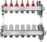 Коллекторная группа RISPA 1× 3/4 6 выходов, нержавеющая сталь (в сборе с расходомерами, автоматическим воздухоотводом и дренажным краном) к.5 RKG106INOX- Россия 1