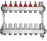 Коллекторная группа RISPA 1× 3/4 7 выходов, нержавеющая сталь (в сборе с расходомерами, автоматическим воздухоотводом и дренажным краном) к.5 RKG107INOX- Россия 1