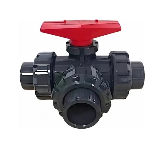 Кран шаровой ERA трехходовой ПВХ 40 под клей, тип - T, PTFE/EPDM, , Китай UTV01 ХСК9340Т