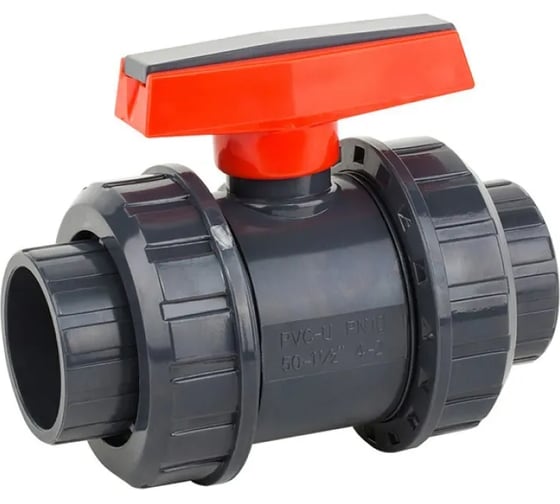 Кран шаровой ERA ПВХ 50 под клей, разборный с одной стороны, PTFE/EPDM, , Китай USU05 ХСК0005_РО