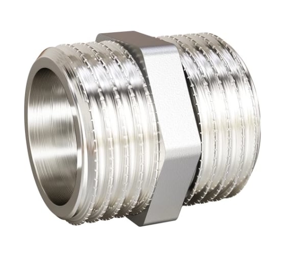 Ниппель прямой LD Pride DN50 (2), НР/НР, латунь, никель, в упаковке LD.67.571.50
