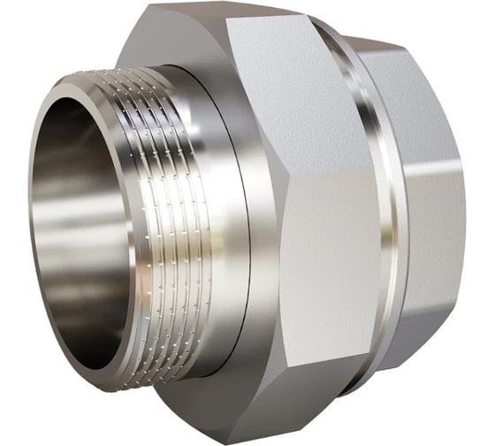 Сгон разъемный (американка) LD Pride DN40 (1 1/2), ВР/НР, латунь, никель, в упаковке LD.67.590.40