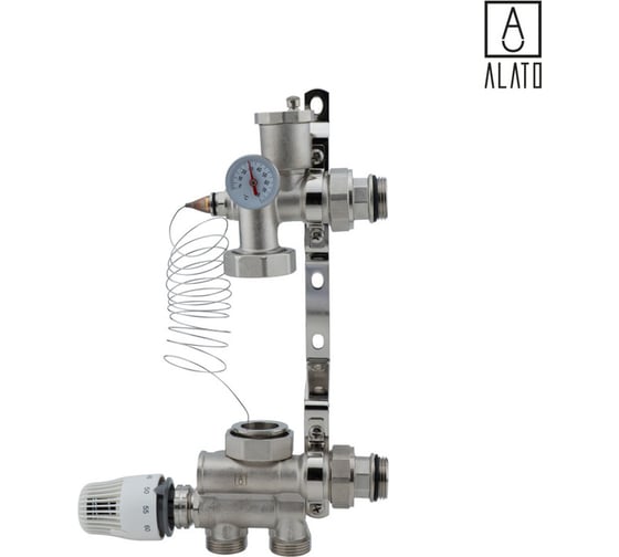 Насосно-смесительный узел для теплого пола ALATO без насоса, 20-60 °C, 130-180 мм 0906-1318