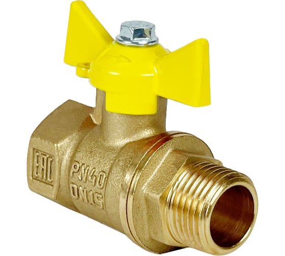 Кран шаровой Valfex N/P59 БИРКА для ГАЗА 1/2 ВР/НР ручка-бабочка, латунный 11Б27фтМ (96/24) VF.278.LB3.012.N/P59.Bir