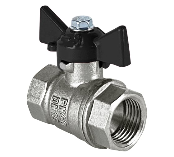 Кран шаровой латунный Valfex БИРКА DeltaPro для воды 3/4 ВР/ВР бабочка, никелированнный 11Б27фт1М (96/24) VF.217.NB1.034.DP.Bir