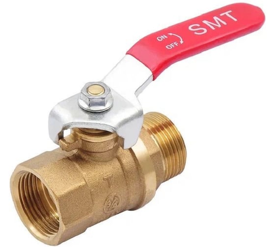 Кран шаровый SMT SMART 3/4, наружная-внутренняя резьба, красная ручка, никель-желтый 521NY6605R