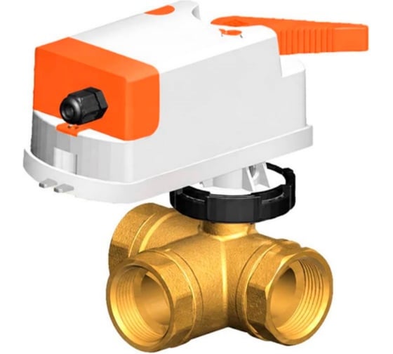 Кран шаровой регулирующий DN.ru 59-304-PTFE-SP-3WT-T-ED Ду15, Ру20, с электроприводом с обратной связью 0-10 В, DC24V D160-90551